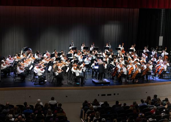 Students performing at the 2023-2024 All County Orchestra Concert